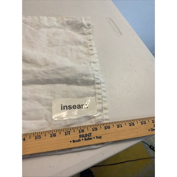 Match‎ Point White M 100% Linen Wide Leg crop Pants lagenlook minimalist artsy - Picture 6 of 9